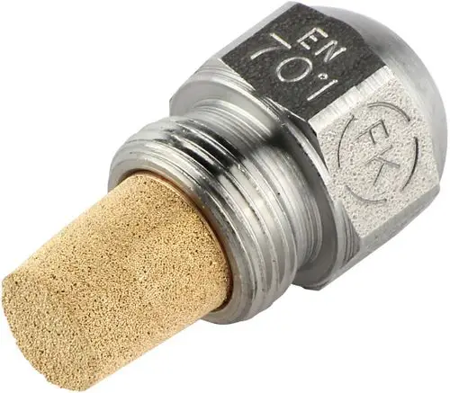 BOSCH Öldüse mit metallischem Gehäuse und beige farbenem Filterelement, geeignet für den Einsatz in Ölheizungen.